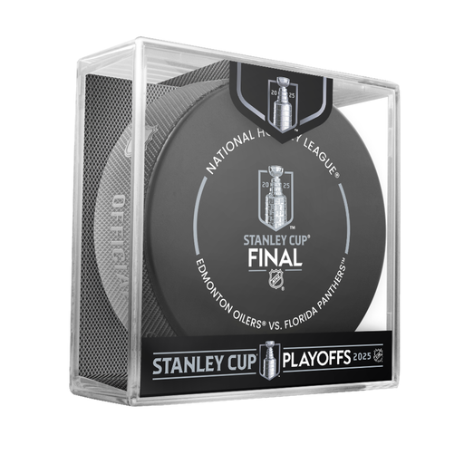 NHL 2025 Round 4 Game 7 Playoffs Match-Up Edmonton Oilers vs Florida Panthers Game Hockey Puck Design in Cube