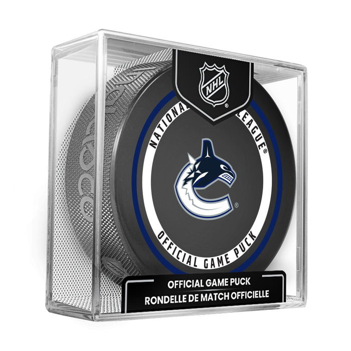 NHL Vancouver Canucks Official 2026-2027 Game Puck 960T In Cube