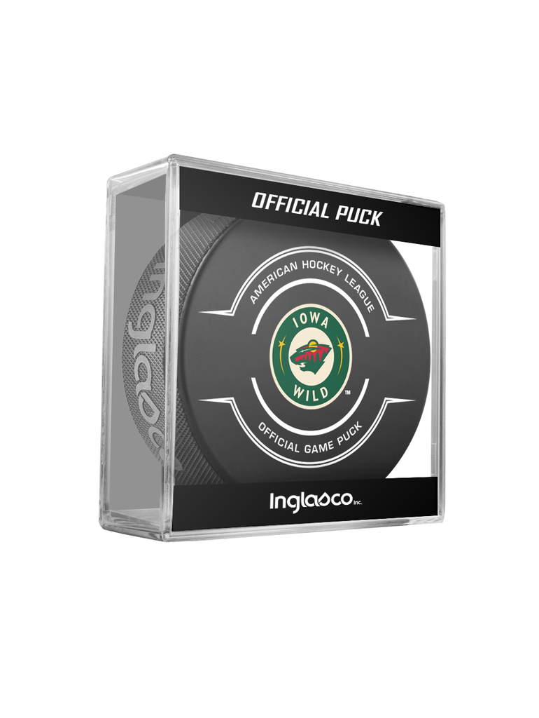 AHL Iowa Wild 2023-24 Official Game Hockey Puck In Cube