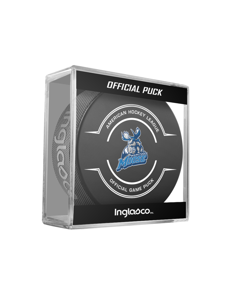 AHL Manitoba Moose 2023-24 Official Game Hockey Puck In Cube
