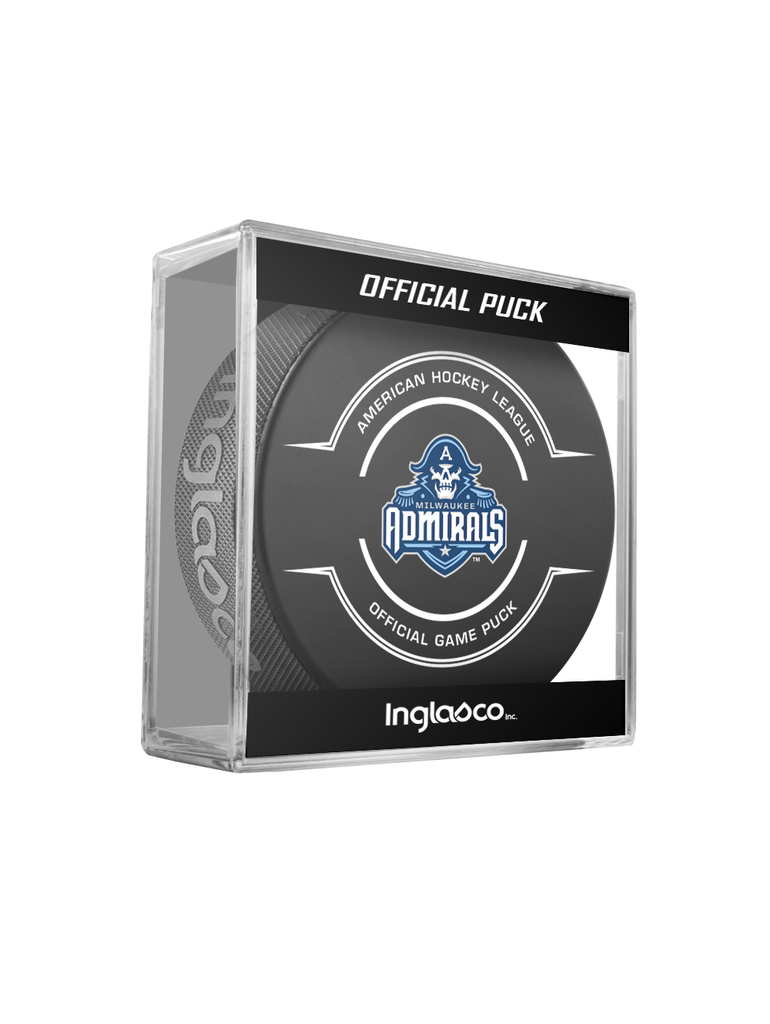 AHL Milwaukee Admirals 2023-24 Official Game Hockey Puck In Cube