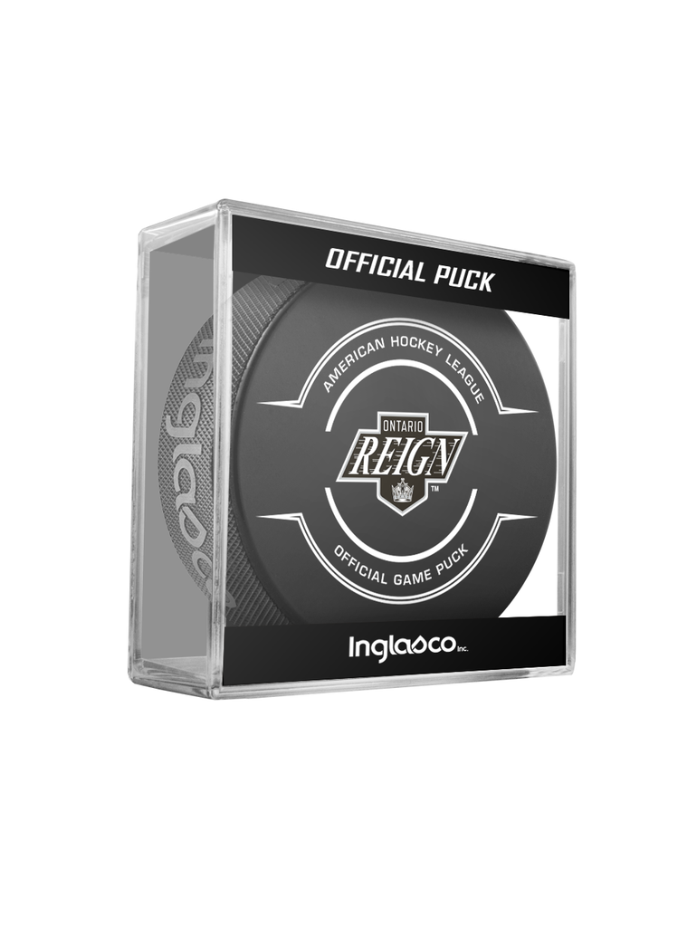 AHL Ontario Reign 2023-24 Official Game Hockey Puck In Cube