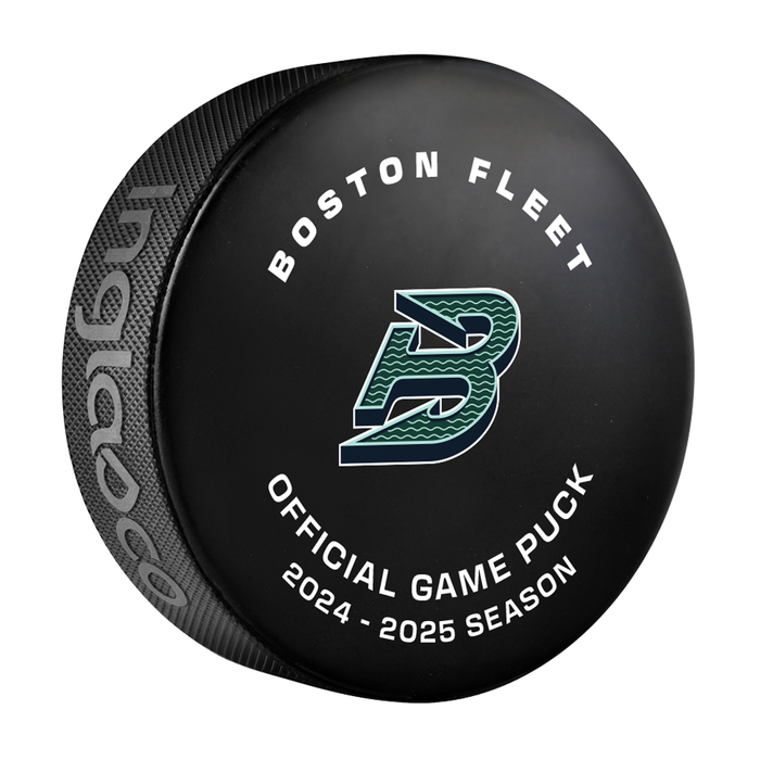 PWHL Boston Fleet Official 2024-25 Game Hockey Puck- In Cube