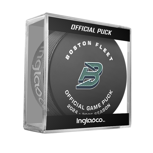 PWHL Boston Fleet Official 2024-25 Game Hockey Puck- In Cube