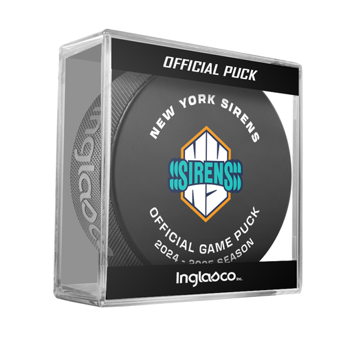 PWHL New York Sirens Official 2024-25 Game Hockey Puck- In Cube