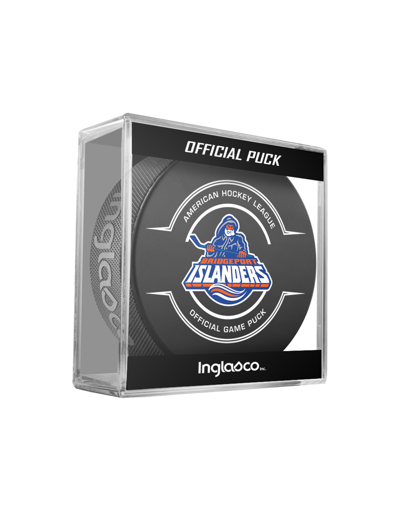 AHL Bridgeport Islanders 2024-25 Official Game Hockey Puck In Cube