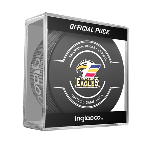 AHL Colorado Eagles 2024-25 Official Game Hockey Puck In Cube