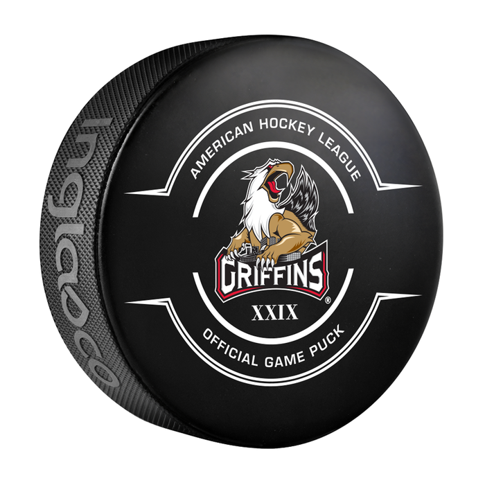 AHL Grand Rapids Griffins XXIX 2024-25 Official Game Hockey Puck In Cube