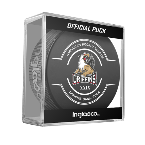 AHL Grand Rapids Griffins XXIX 2024-25 Official Game Hockey Puck In Cube