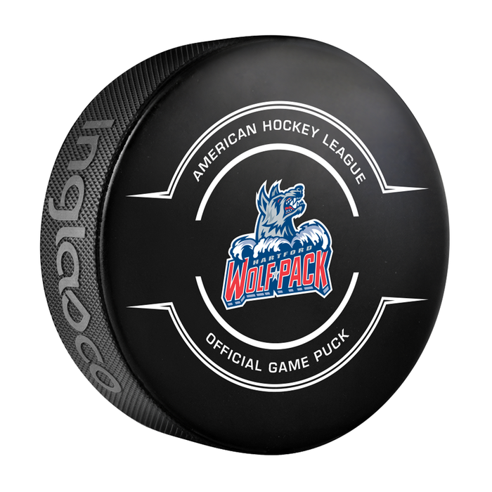 AHL Hartford Wolfpack 2024-25 Official Game Hockey Puck In Cube