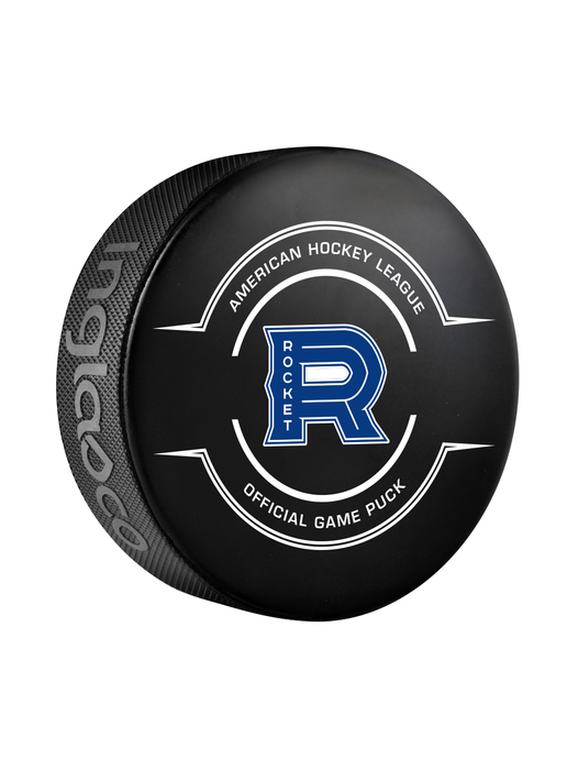 Rondelle de hockey officielle du Rocket de Laval de l'AHL 2024-25 dans un cube