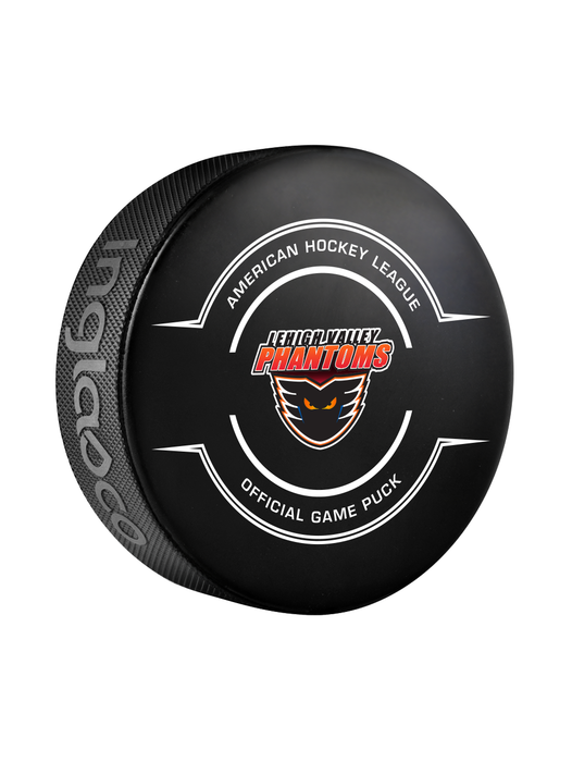 Rondelle de hockey officielle des Phantoms de Lehigh Valley de l'AHL 2024-25 dans un cube