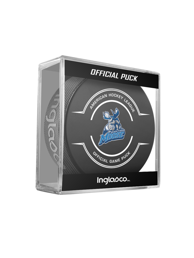 AHL Manitoba Moose 2024-25 Official Game Hockey Puck In Cube