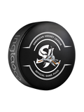 AHL San Jose Barracuda 2024-25 Official Game Hockey Puck In Cube