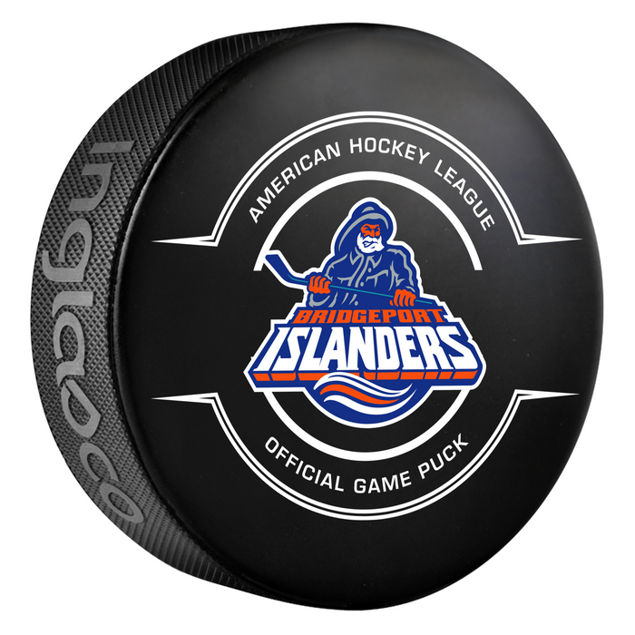 AHL Bridgeport Islanders 2025-26 Official Game Hockey Puck In Cube