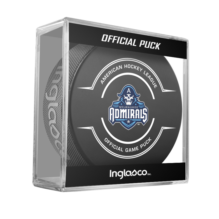 AHL Milwaukee Admirals 2025-26 Official Game Hockey Puck In Cube
