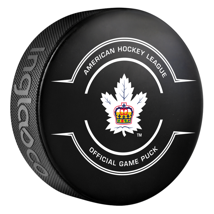 AHL Toronto Marlies 2025-26 Official Game Hockey Puck In Cube