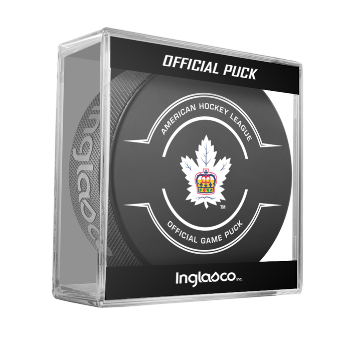 AHL Toronto Marlies 2025-26 Official Game Hockey Puck In Cube