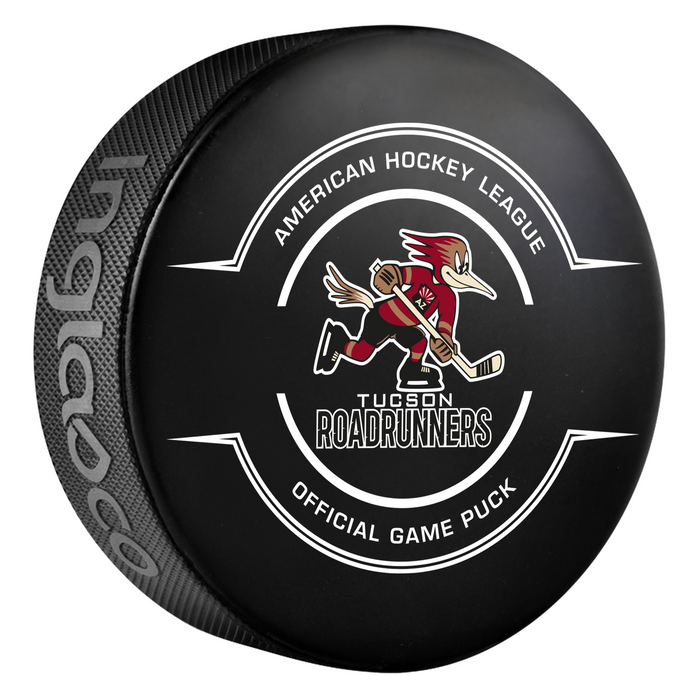 AHL Tucson Roadrunners 2025-26 Official Game Hockey Puck In Cube