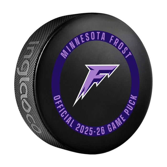 PWHL Minnesota Frost Officially Licensed 2025-26 Game Puck Design In Cube