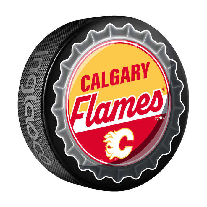 NHL Bottle Opener Souvenir Puck Calgary Flames