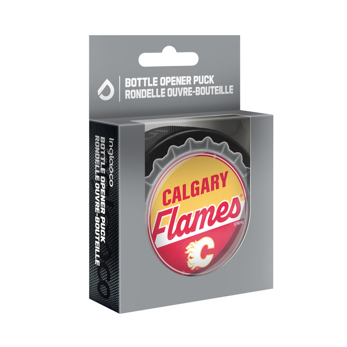 NHL Bottle Opener Souvenir Puck Calgary Flames