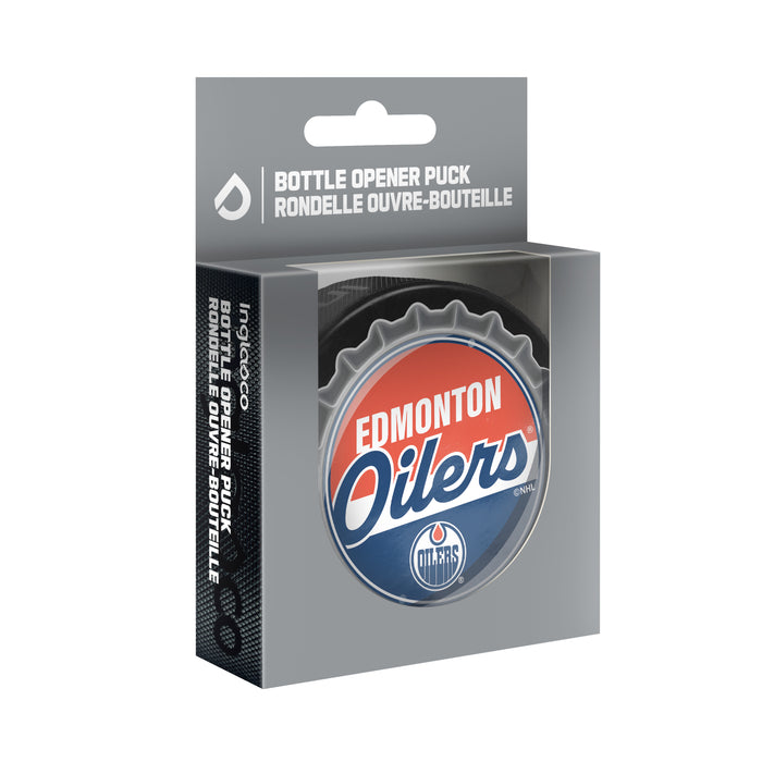 NHL Bottle Opener Souvenir Puck Edmonton Oilers