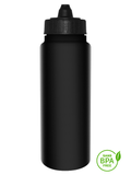1000ml Tallboy Black Water Bottle With Black Membrane Top