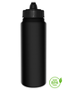 1000ml Tallboy Black Water Bottle With Black Membrane Top