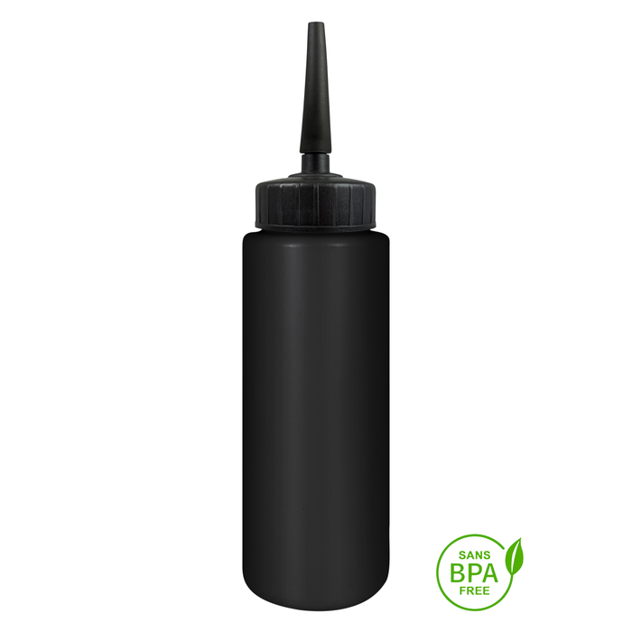 1000ml Black Tallboy Water Bottle With Black Straw Top Lid