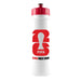 FIFA World Cup 26 CAN MEX USA tall white sport water bottle with red pull-top lid and red trophy logo