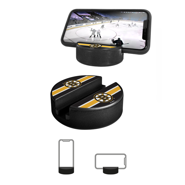 Coffret de 3 souvenirs de la LNH des Bruins de Boston. Comprend : 1 rondelle de hockey classique officielle de la LNH, 4 sous-verres et 1 support pour appareil multimédia.