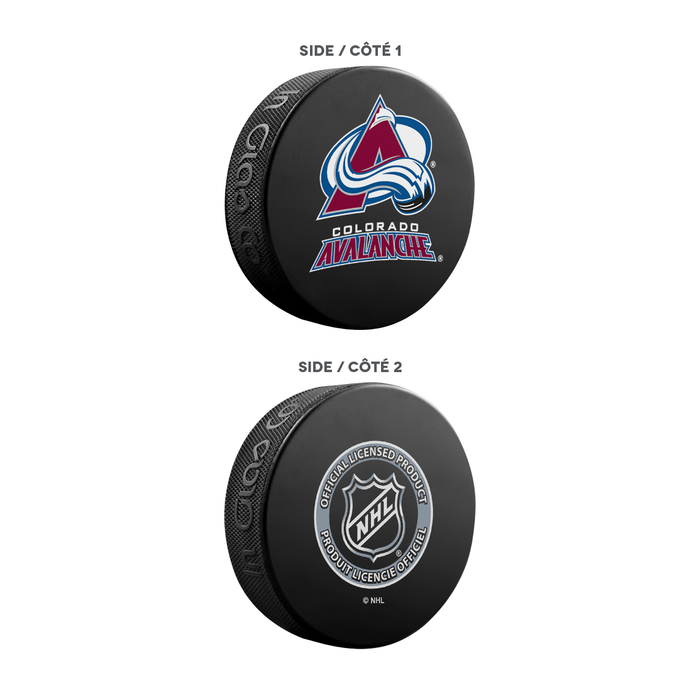 NHL Colorado Avalanche Ultimate Fan 3-Pack. Includes: 1 NHL Official Classic Souvenir Hockey Puck / 4 Coasters / 1 Media Device Holder