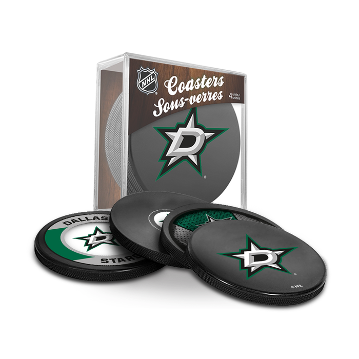 NHL Dallas Stars Ultimate Fan 3-Pack. Includes: 1 NHL Official Classic Souvenir Hockey Puck / 4 Coasters / 1 Media Device Holder