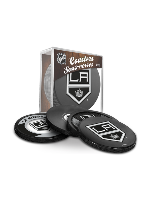 NHL Los Angeles Kings Ultimate Fan 3-Pack. Includes: 1 NHL Official Classic Souvenir Hockey Puck / 4 Coasters / 1 Media Device Holder