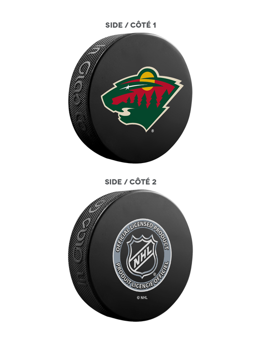 NHL Minnesota Wild Ultimate Fan 3-Pack. Includes: 1 NHL Official Classic Souvenir Hockey Puck / 4 Coasters / 1 Media Device Holder