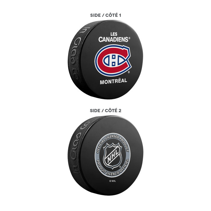 NHL Montreal Canadiens Ultimate Fan 3-Pack. Includes: 1 NHL Official Classic Souvenir Hockey Puck / 4 Coasters / 1 Media Device Holder