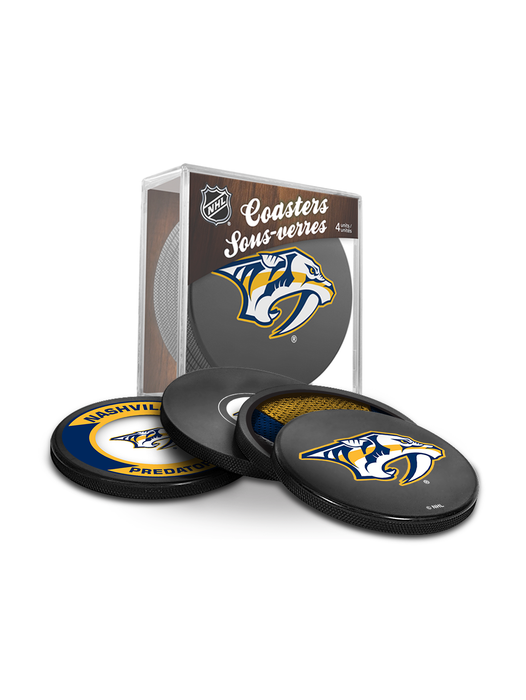 NHL Nashville Predators Ultimate Fan 3-Pack. Includes: 1 NHL Official Classic Souvenir Hockey Puck / 4 Coasters / 1 Media Device Holder