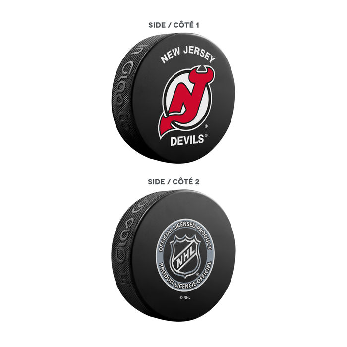 NHL New Jersey Devils Ultimate Fan 3-Pack. Includes: 1 NHL Official Classic Souvenir Hockey Puck / 4 Coasters / 1 Media Device Holder