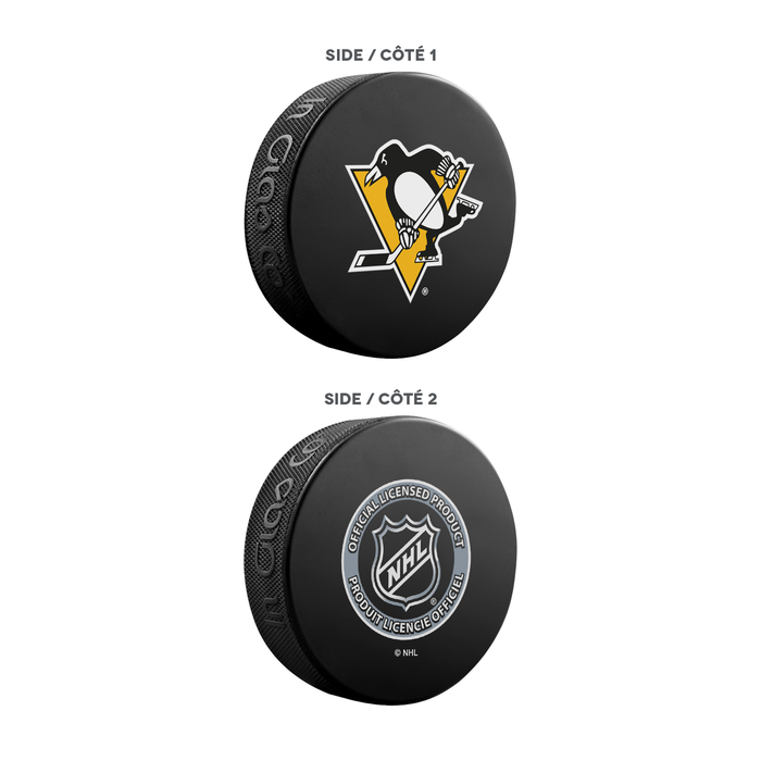 NHL Pittsburgh Penguins Ultimate Fan 3-Pack. Includes: 1 NHL Official Classic Souvenir Hockey Puck / 4 Coasters / 1 Media Device Holder