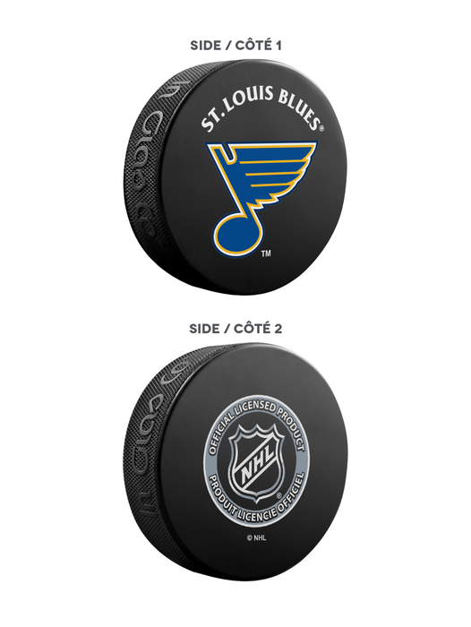 NHL St. Louis Blues Ultimate Fan 3-Pack. Includes: 1 NHL Official Classic Souvenir Hockey Puck / 4 Coasters / 1 Media Device Holder
