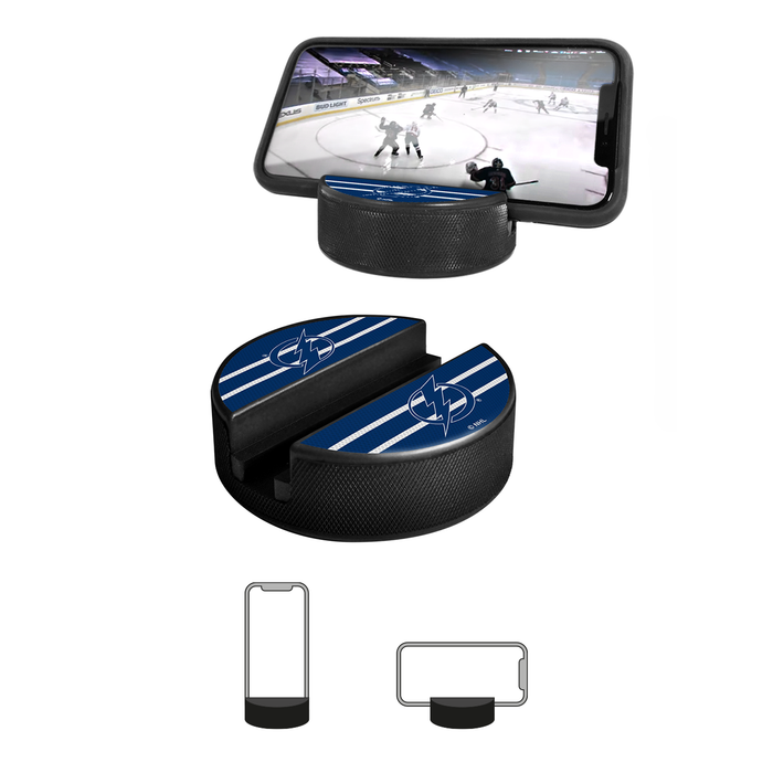 NHL Tampa Bay Lightning Ultimate Fan 3-Pack. Includes: 1 NHL Official Classic Souvenir Hockey Puck / 4 Coasters / 1 Media Device Holder