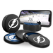 NHL Tampa Bay Lightning Ultimate Fan 3-Pack. Includes: 1 NHL Official Classic Souvenir Hockey Puck / 4 Coasters / 1 Media Device Holder