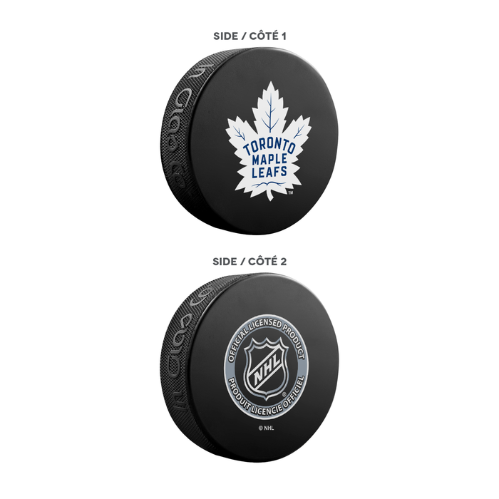 NHL Toronto Maple Leafs Ultimate Fan 3-Pack. Includes: 1 NHL Official Classic Souvenir Hockey Puck / 4 Coasters / 1 Media Device Holder
