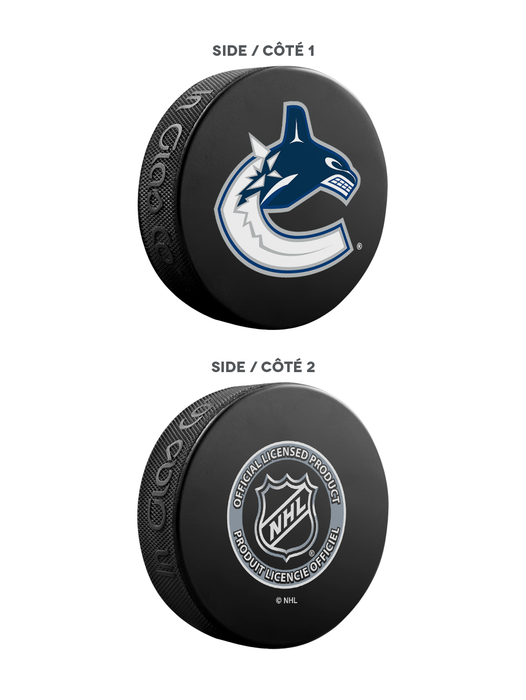 Coffret de 3 souvenirs de la LNH pour les fans des Canucks de Vancouver. Comprend : 1 rondelle de hockey classique officielle de la LNH, 4 sous-verres et 1 support pour appareil multimédia.