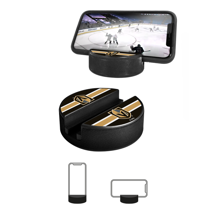 NHL Vegas Golden Knights Ultimate Fan 3-Pack. Includes: 1 NHL Official Classic Souvenir Hockey Puck / 4 Coasters / 1 Media Device Holder