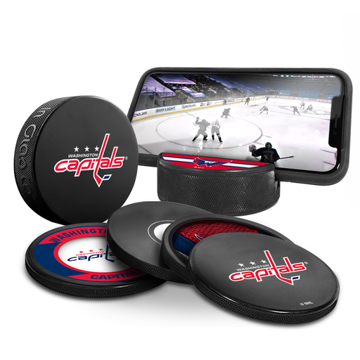 NHL Washington Capitals Ultimate Fan 3-Pack. Includes: 1 NHL Official Classic Souvenir Hockey Puck / 4 Coasters / 1 Media Device Holder