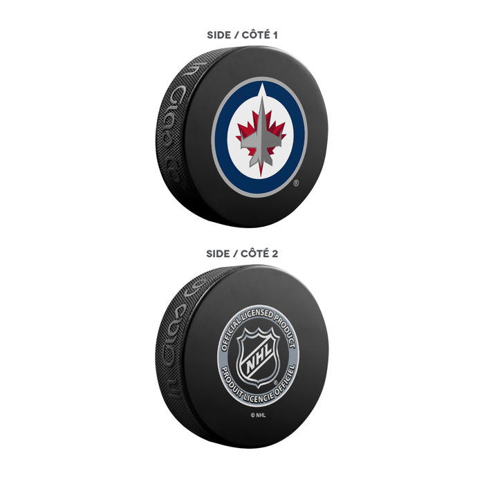 NHL Winnipeg Jets Ultimate Fan 3-Pack. Includes: 1 NHL Official Classic Souvenir Hockey Puck / 4 Coasters / 1 Media Device Holder