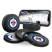 NHL Winnipeg Jets Ultimate Fan 3-Pack. Includes: 1 NHL Official Classic Souvenir Hockey Puck / 4 Coasters / 1 Media Device Holder