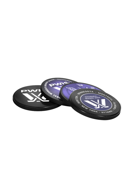 Sous-verres officiels de rondelle de hockey de la saison inaugurale de la LPHF 2024 (paquet de 4) en cube